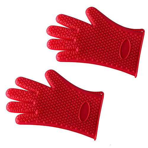 Magik 12 Pair Silicone BBQ Heat Resistant Gloves Grill Pot Holder Grip Cooking Grip Oven Mitts (1 Pair Red)