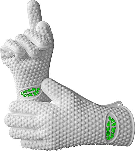 Verde River Products Silicone Heat Resistant Grilling BBQ Glove Set Use As Potholder  Protective Oven Grill Baking Smoking  Cooking Gloves Small White