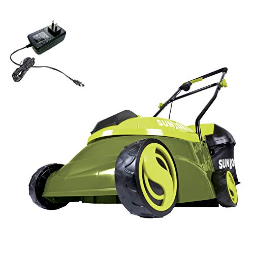 Sun Joe MJ401C 14Inch 28Volt Cordless Push Lawn Mower w106Gallon Collection Bag 3Position Height Adjustment Safety Key 14 inches Green