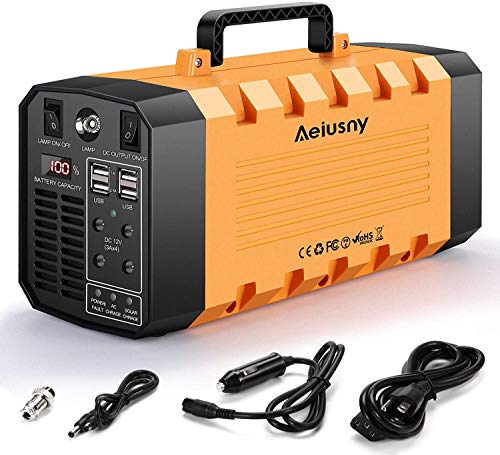 Aeiusny Portable Power Station 288Wh500W Solar Generator Power Supply CPAP Backup Battery 110V Pure Sinewave AC Outlet 12V DC USB Output for Outdoor Camping Trip Fishing Emergency