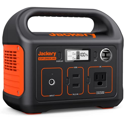 Jackery Portable Power Station Generator Explorer 240 240Wh Emergency Backup Lithium Battery 110V200W Pure Sinewave AC OutletSolar Generator for Outdoors Camping Travel Fishing Hunting (Renewed)