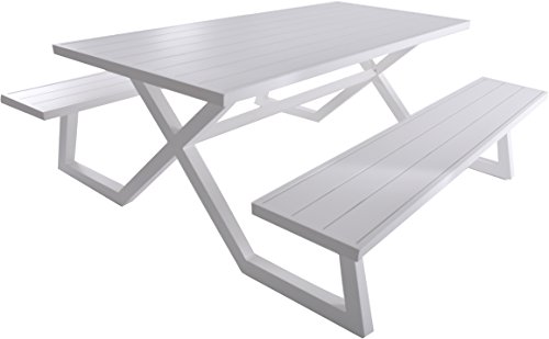 Vivere BDATWH Aluminum Banquet Picnic Table White