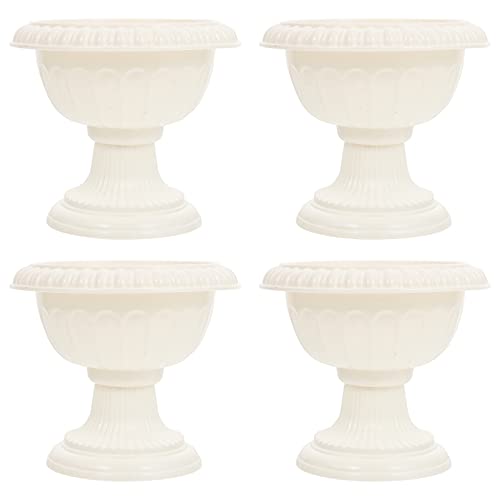 Angoily 4Pcs Urn Planter Classic Traditional Plastic Urn Plant Pot Vase Rustic Urn Planter Roman Pillar Flower Pot Greek Column Statue Urn Tall Random Color