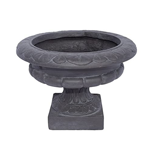 Breenda Chalice Garden Urn Planter Roman Botanical Antique Gray Lightweight Concrete