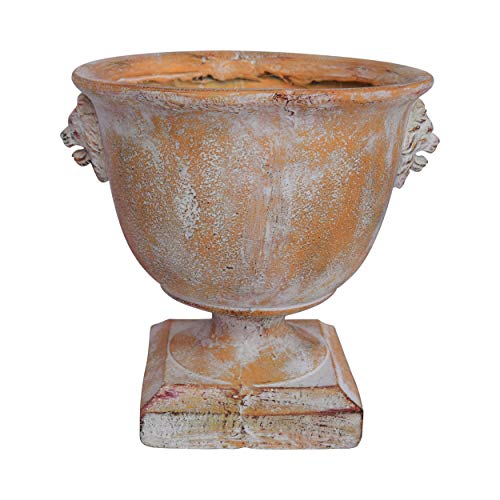 Great Deal Furniture Andrea Chalice Garden Urn Planter Roman Lionhead Accents Antique Copper Lightweight Concrete