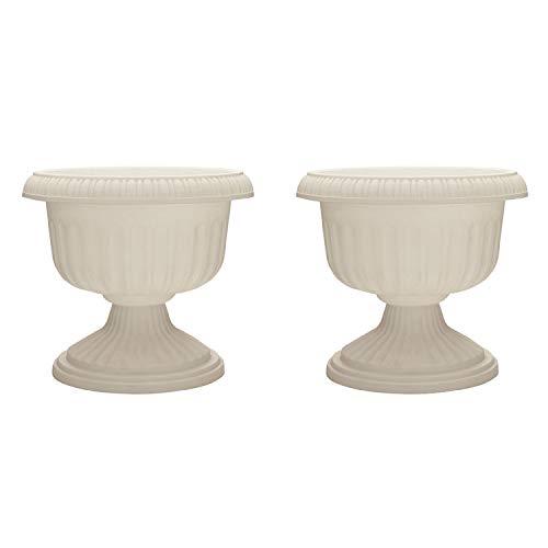 Southern Patio Dynamic Outdoor 18 Resin Grecian Urn Planter Pot White (2 Pack)