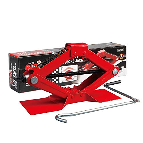 BIG RED T10152 Torin Steel Scissor Lift Jack Car Kit 15 Ton (3000 lb) Capacity Red