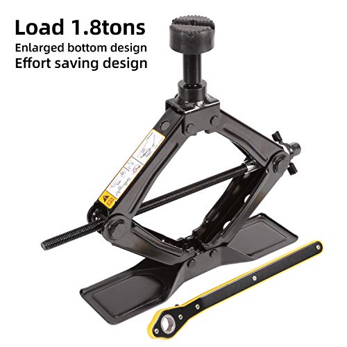 LEAD BRAND Scissor Jack is a Fast and LaborSaving Design Load 18 tons(3968lbs) Maximum Height is 1654 inches The Bottom is Enlarged The top Steel Column can be Disassembled