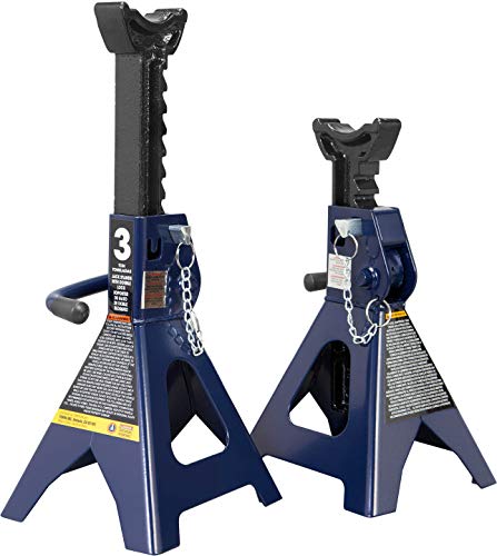 TCE 3 Ton (6000 LBs) Capacity Double Locking Steel Jack Stands 2 Pack Blue AT43002AU