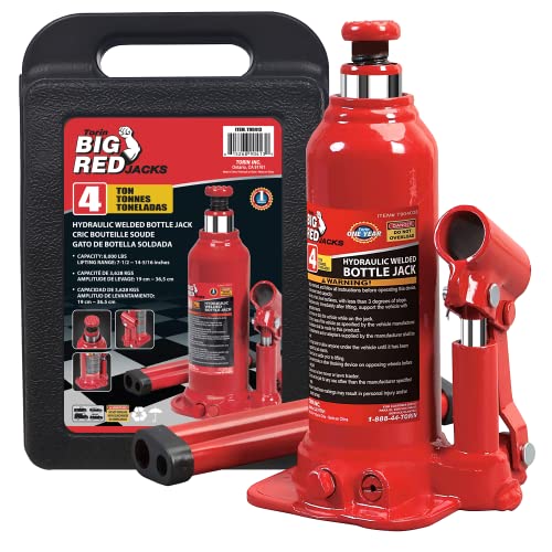 Torin T90413 Big Red Hydraulic Bottle Jack with Carrying Case 4 Ton (8000 lb) Capacity