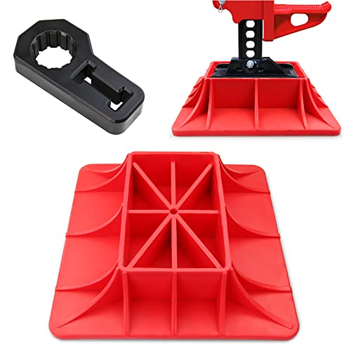 YIYITOOLS Jack Base and Handle Keeper Compatible 2 Piece Off Road Base Red  BlackAlleviate Jack Hoisting SinkageAccessories Handle Bar Protector (YN1001)