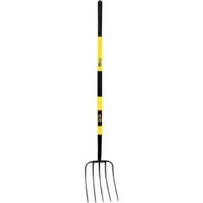 Yo Ho Tools Pro Series Glasskor 5 Tine Forged Manure Fork - Long Handle