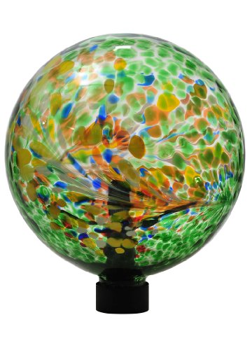 Russco lll GD127662 Green Glass Gazing Ball with Solar LED Insert