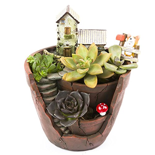 Zaray Store Micro Landscape Artificial Flowers Succulent Plants Pot,hanging Garden Design With Sweet House