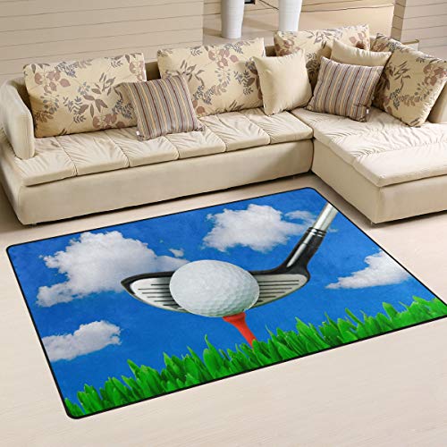 ALAZA Golf Ball Green Grass Area Rug Rugs Non-Slip Floor Mat Doormats Living Room Bedroom 31 x 20 inches