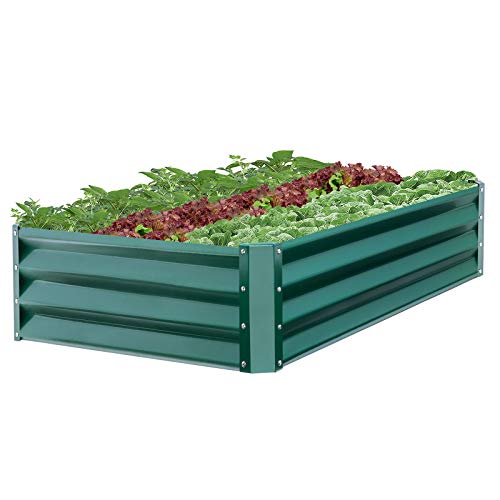 Valeur Green 4x3x1FT Outdoor Metal Raised Garden Bed for Flowers Vegetables Herbs Perfect Decorative Accessory to Complement Any Front Or Backyard Grass Area Or Budding Garden Open-Bottom Garden Bed