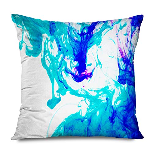 Ahawoso Throw Pillow Cover Square 18x18 Smooth Blue Cloud Concept Color Inks Dye Artistic Trail Science Water Pollution Abstract Textures Decorative Cushion Case Home Decor Zippered Pillowcase