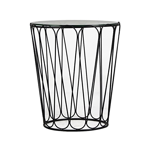 DecentHome Home Garden Accent Metal End Table Black