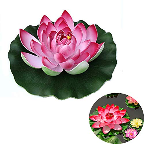 Cupcinu Artificial Flowers Simulation Floating Foam Lotus Flowers with Water Lily Pad Ornaments for Patio Koi Pond Pool Home Garden 10cm