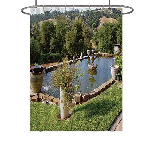 Hitecera Koi Pond Pool and FountainsShower Curtain 110273 with Hooks 36 in by 72 in WxH