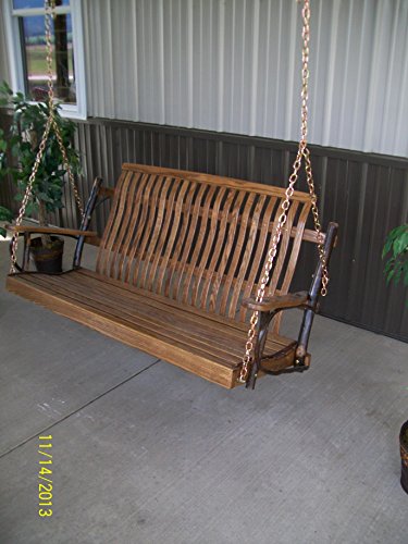 A L Furniture Hickory Porch Swing Chains Included Walnut Finish Stain