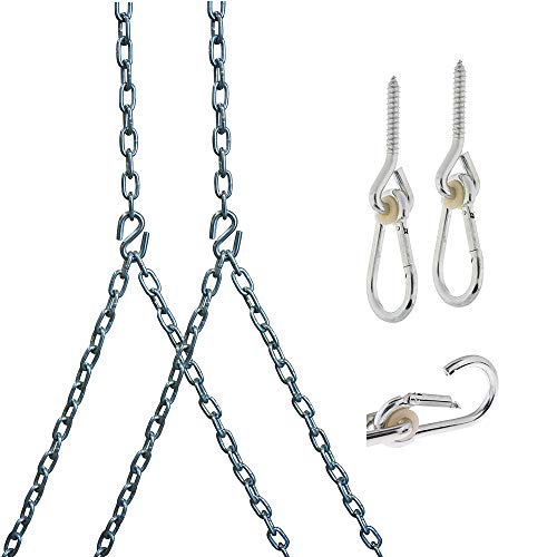 Barn-Shed-Play Heavy Duty 700 Lb Porch Swing Hanging Chain Kit - Color Silver 8 Foot Ceiling