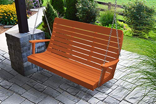 Furniture Barn USA Outdoor 5 Foot Winston Porch Swing with Chain - Orange Poly Lumber - Recycled Plastic