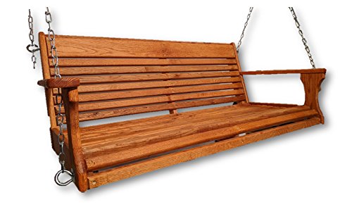 Wormy Red Oak Porch Swing with Chain Set