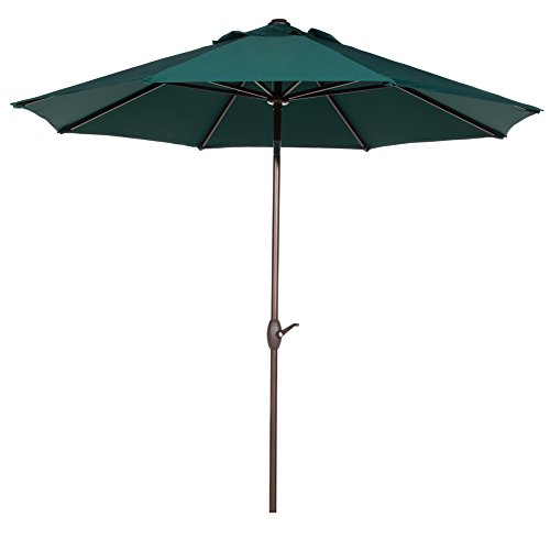 Abba Patio 11-Feet Patio Umbrella Outdoor Market Umbrella with Push Button Tilt and Crank 8 Ribs Dark Green