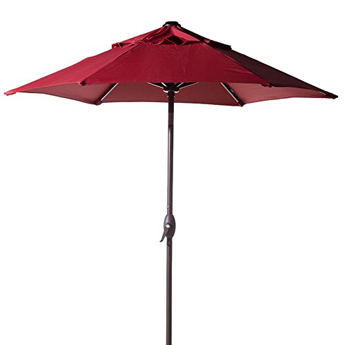 Abba Patio 7-12 Ft Round Outdoor Market Patio Umbrella With Push Button Tilt And Crank Lift Red