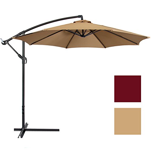 Best Choice Products Offset 10 Hanging Outdoor Market New Tan Patio Umbrella Beige