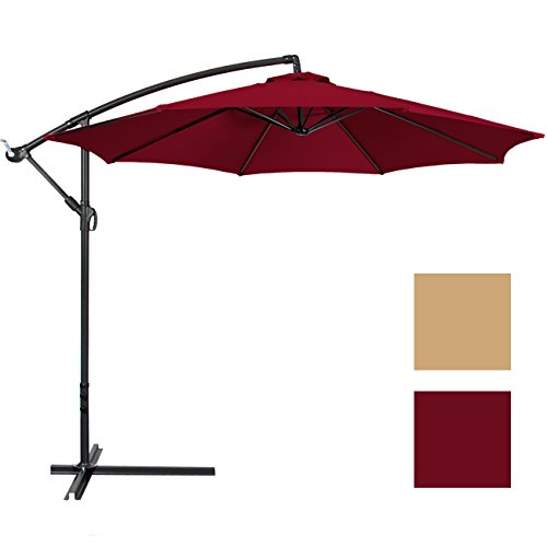 Best Choice Products Patio Umbrella Offset 10 Hanging Umbrella Outdoor Market Umbrella New Burgundy