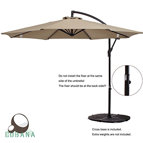 COBANA 10 Ft Patio Umbrella Offset Hanging Umbrella Outdoor Market Umbrella Garden Umbrella 250gsqm Polyester Beige