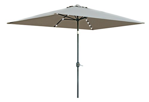 Rectangular Solar Powered LED Lighted Patio Umbrella - 10 x 65 - By Trademark Innovations Tan