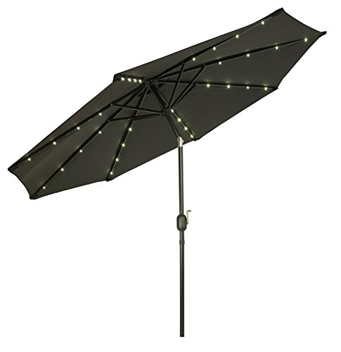 Trademark Innovations Deluxe Solar Powered LED Lighted Patio Umbrellas 9 Black