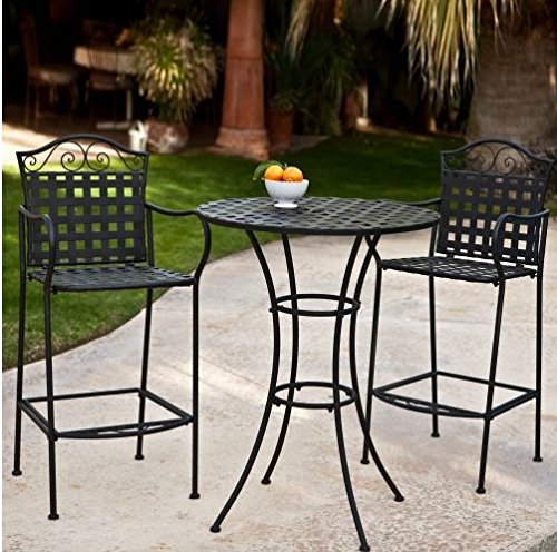 3 Piece Outdoor Bistro Set Bar Height -black This Traditional Patio Furniture Is Stylish And Comfortable Bistro