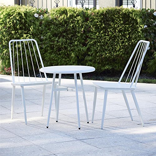 Cosco Outdoor 3 Piece Cottage Bistro Steel Patio Furniture Set White