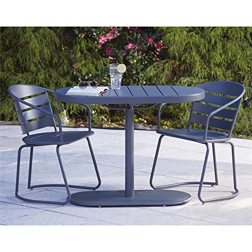 Cosco Outdoor 3 Piece Metro Retro Nesting Bistro Steel Patio Furniture Set Assembled Gray