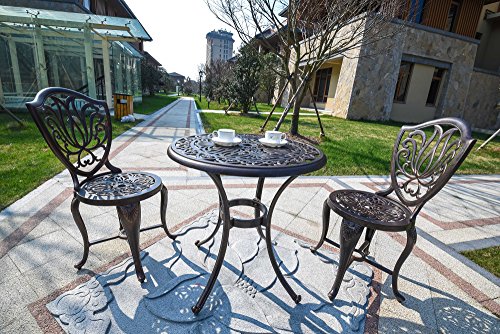 Domi Outdoor Living 3-piece Outdoor Patio Furniture Alexius Cast Aluminum Bistro Set Antique Copper