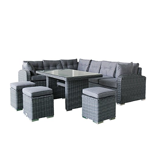 Magari Furniture Mag1308v-6c Outdoor 6 Piece Aluminum Rattan Pool Patio Garden Set Dark Grey