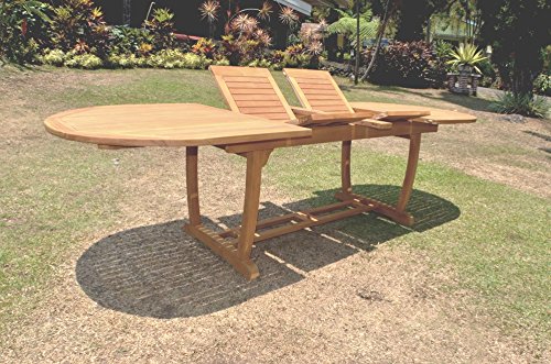 Grade-a Teak Wood Large Double Extension 94&quot Mas Oval Dining Table With Trestle Legs whdt94om