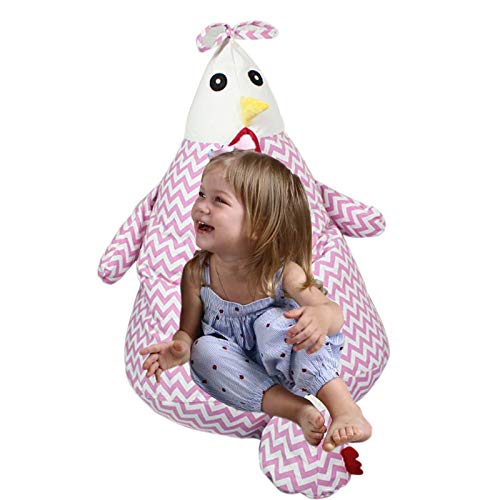 Agreeable Stuffed Animal Storage Bean Bag Chair Cover for Kids  Soft Canvas Plush Toy Organizer Lounger Pink Chick