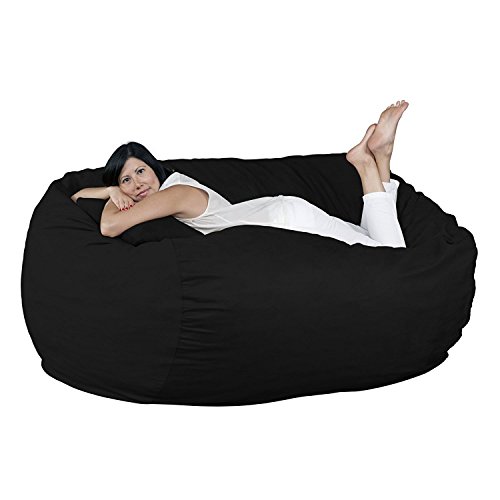 Bean Bag Chair Cover Only Large Washable Memory Foam Furniture Bean Bag Replacement Cover with Wash Bag Without Bean Filling 6 Foot 6 Foot XL Black