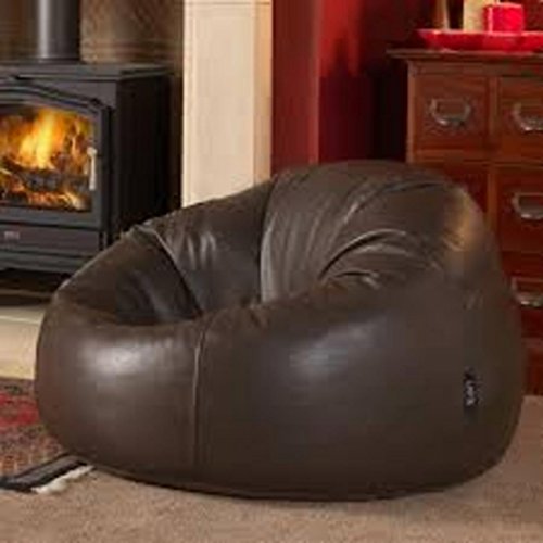 ink craft Leatherette Dark Chocolate Brown Retro Classic Bean Bag Chair Cover Only - XXL