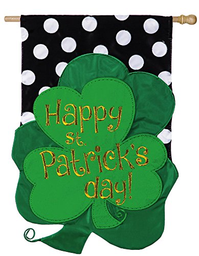 Evergreen St Patricks Clovers Applique House Flag 28 x 44 inches