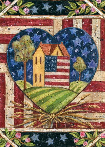 Toland Home Garden American Folk Heart 28 X 40-inch Decorative Usa-produced House Flag