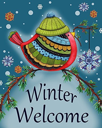 Winter Welcome Bird House Flag Decorative Winter by Briarwood Lane 28 x 40