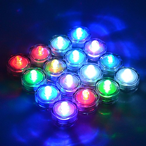 Waterproof Underwater Wedding Candle Light Sub LED Battery Candle Light RGB Color Flameless Tealight-12 Pack