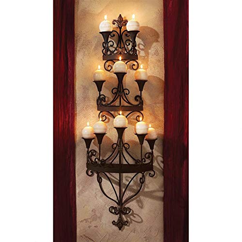 Design Toscano Carbonne Candle Chandelier Wall Sconce Black