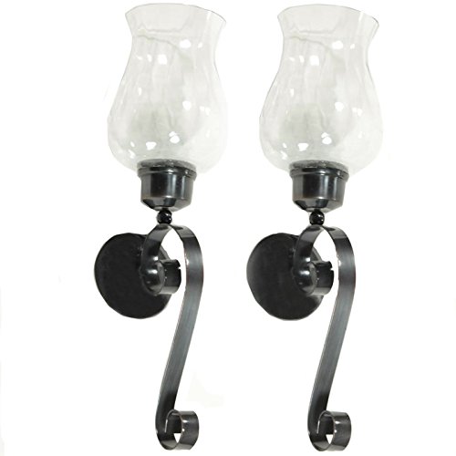 Essentials Décor Entrada Collection 2-Piece Wall Sconce Candle Holder with Clear Hammered Glass